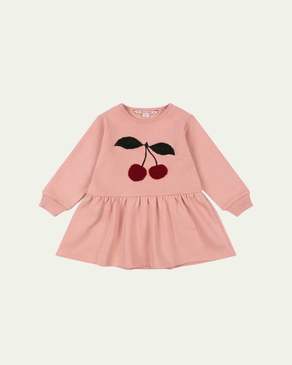 Girl's Lou Cherry Sweatshirt Dress, Size 18M-10